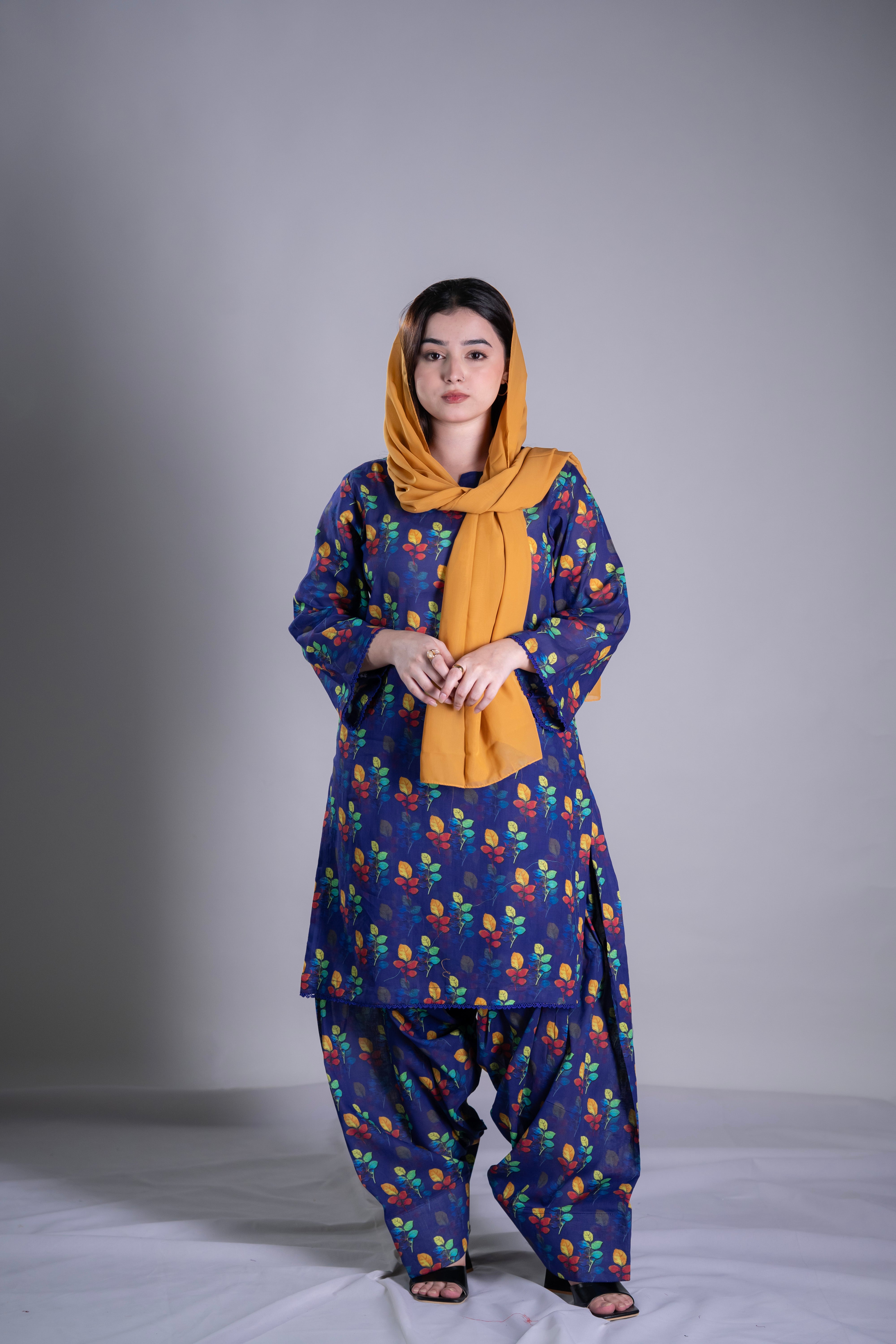 Floral Navy Delight Lawn Suit