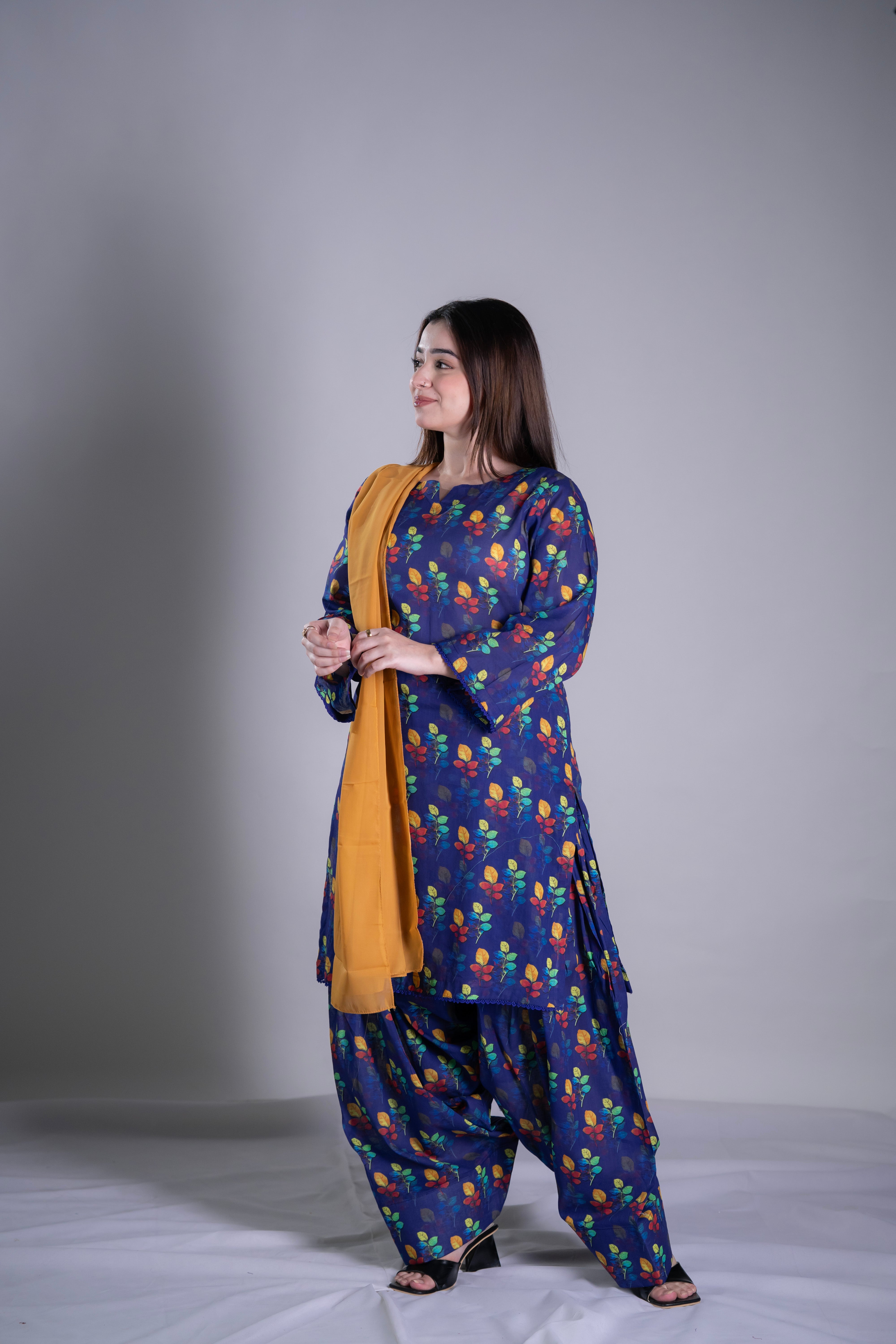 Floral Navy Delight Lawn Suit