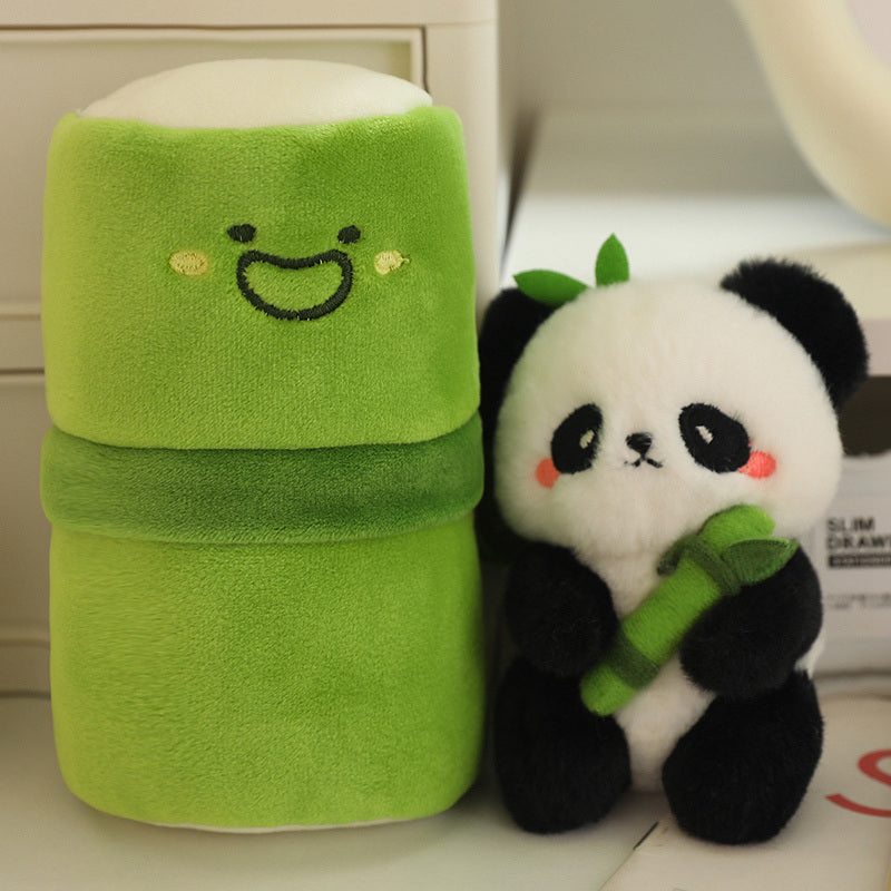 Cute 10cm Bamboo Panda Plush Toy Small Pendant Stuffed Animals Soft Doll Fluffy Panda Bag Decoration Birthday Gift.