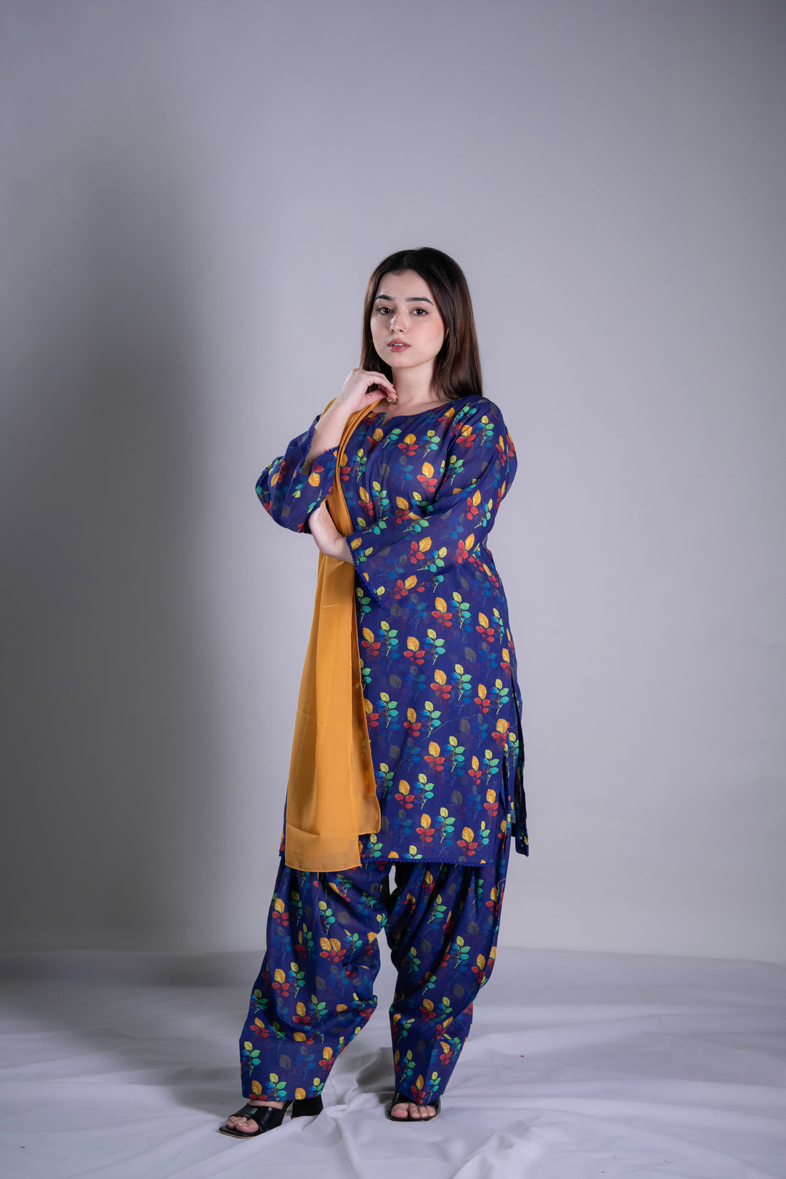 Floral Navy Delight Lawn Suit