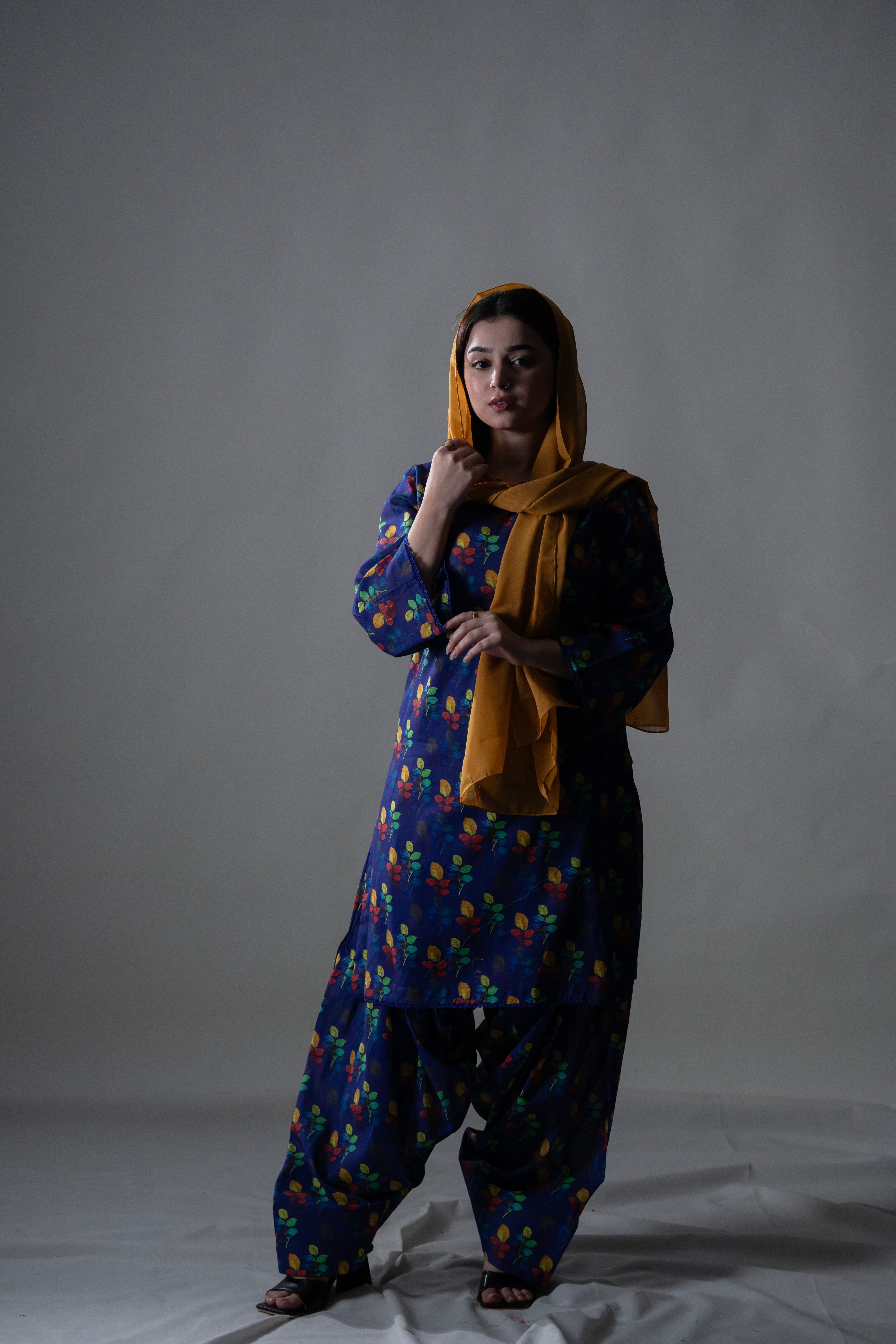 Floral Navy Delight Lawn Suit