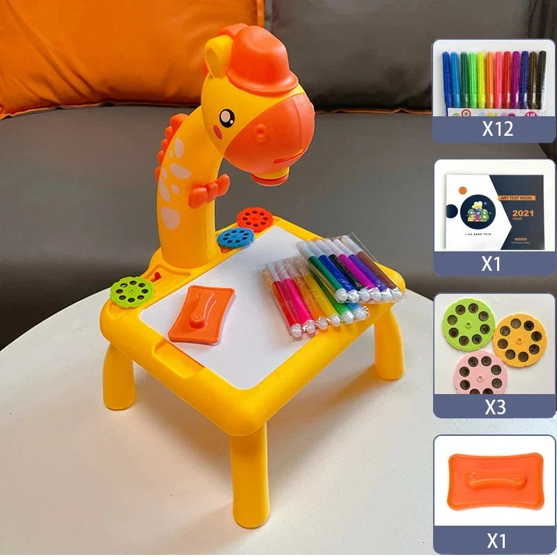 Children Led Projector Art Drawing Table Toys Kids Painting Board Desk