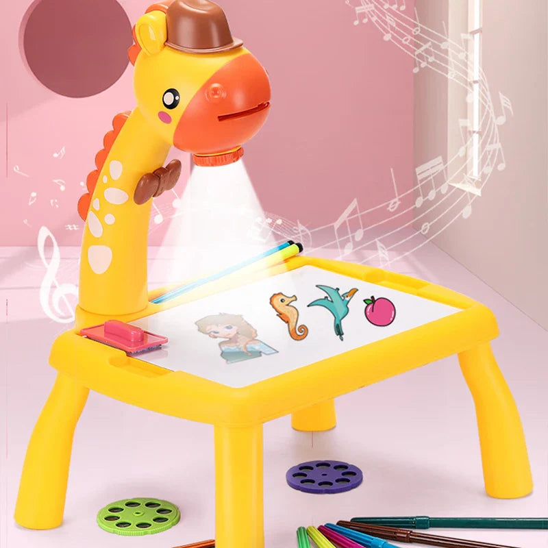 Children Led Projector Art Drawing Table Toys Kids Painting Board Desk